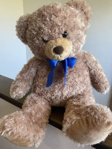 브라운 봉제 인형 파랑 리본 포함