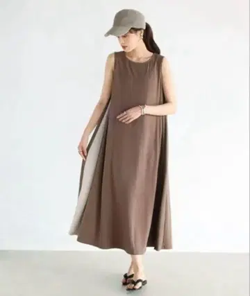 Vin 뱅 사이드 라인 골지 컷 원피스 모카