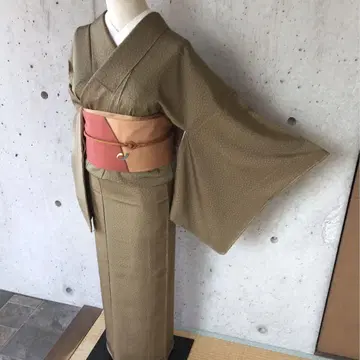 순수 실크 고급 에도 코몬 미니 꽃무늬 이중 기모노