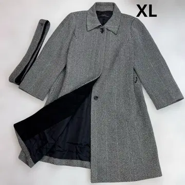 레리안 빅 사이즈 헤링본 무늬 캐시미어 혼방 롱 코트 3L 일본제