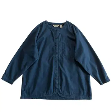 90s L.L.Bean 노카라 코튼 셔츠 네이비