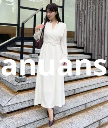 거의 미사용 anuans 긴팔 원피스 X-SMALL 화이트