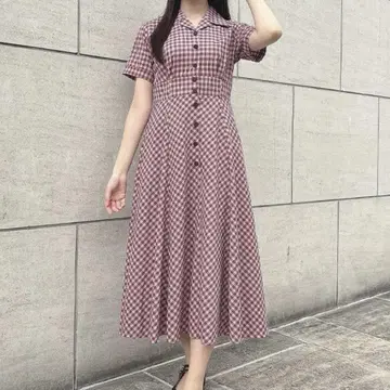 레트로 체크 카라 원피스 안나수이 안나수이 핀트
