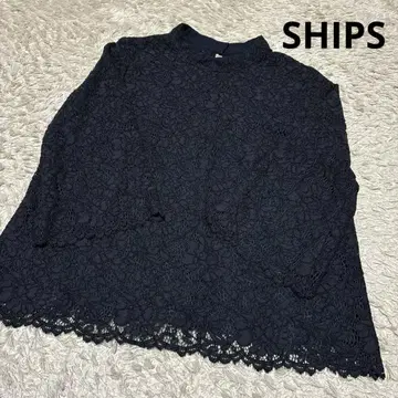 새상품급 쉽스 SHIPS 전체 레이스 골드 버튼 7분 소매 네이비