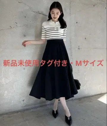 [ 새상품 ] anuans 폴로니트 도킹 원피스 보더 M 사이즈