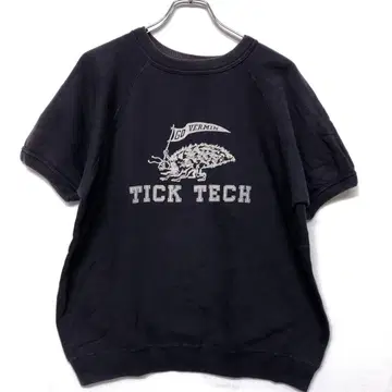 WAREHOUSE 일본제 구제 의류 TICK TECK 프린트 반팔 맨투맨