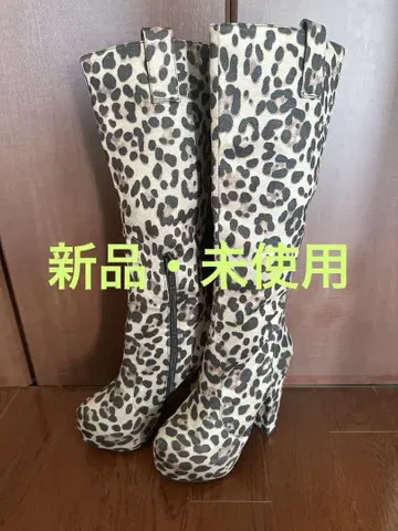 레오파드 무늬 레오파드 부츠 롱 부츠 새상품