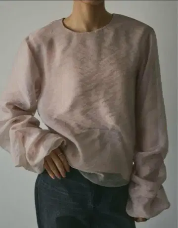 스타일믹서 핑크 쉬폰풍 긴팔 상의