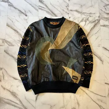 90s vintage 기믹 가죽 니트 천연 가죽