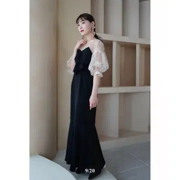 Acka. sheer puff dress (black)
