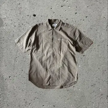 PIKO 시어서커 플란넬 셔츠 스트라이프 90s 올리브
