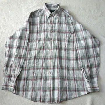 90s jcrew 거인 택 긴팔 린넨 셔츠 체크