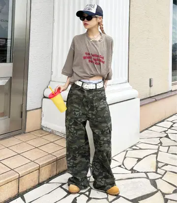 카모 패턴 코튼 워크 팬츠