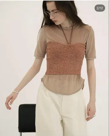 CLANE SHEER VELOUR POWER SHOULDER TOPS