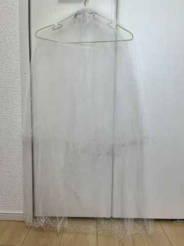 화이트 웨딩 베일 펄 장식 빗 포함 타카미 ow-s