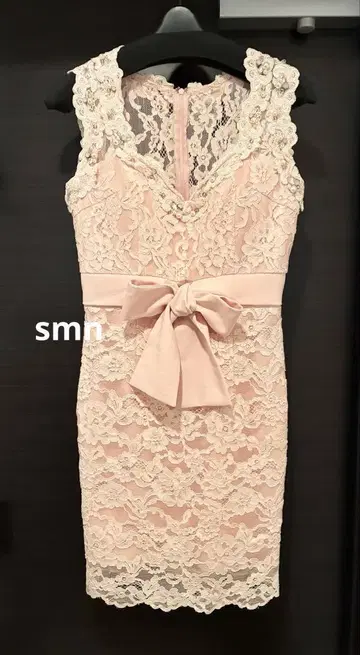 andy 드레스 M 핑크 레이스 로브 드 플뢰르