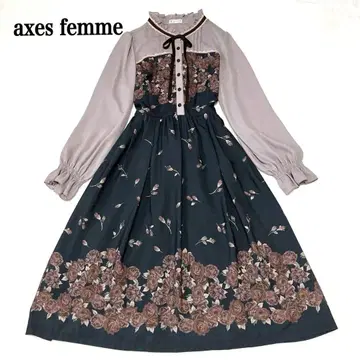 [ 새상품급 ] axes femme 원피스 꽃무늬 프릴 리본 A라인 장미