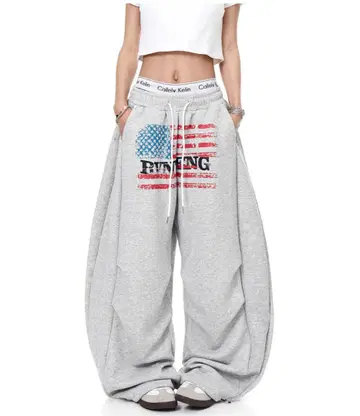 mush wear USA 플래그 프린트 와이드 스웨트 팬츠