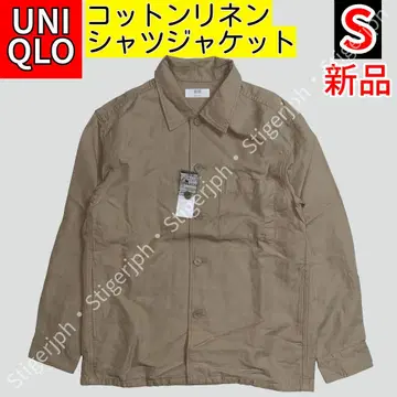 유니클로 코튼 린넨 셔츠 자켓 긴팔 베이지 S사이즈