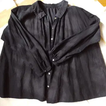 bisque 린넨 100% 블랙 긴팔 셔츠
