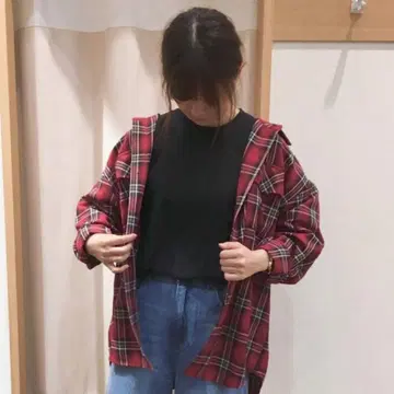 [새상품] 사만다 모스모스 블루 빅 체크 셔츠 셔츠 자켓