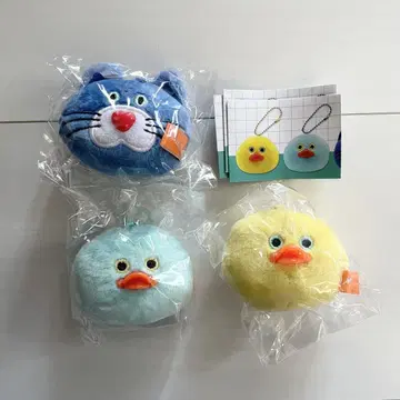 미개봉 새상품 mojojojo 페이스 마스코트 고양이 병아리 3종 세트