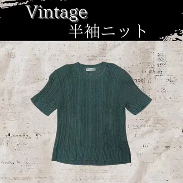 [ 00's vintage ] 반팔 니트 다크 그린