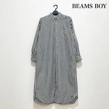 BEAMS BOY 스트라이프 버튼 다운 롱 슬리브 셔츠 원피스