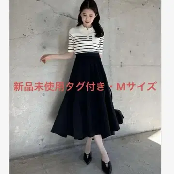 anuans 폴로 니트 도킹 원피스 보더 M 사이즈