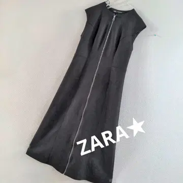 [ ZARA ] 슬리브리스 올 집업 원피스 롱베스트 2way 블랙