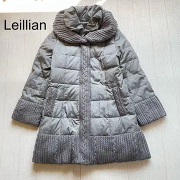 Leilian 울 니트 절개 숄카라 다운 코트 11