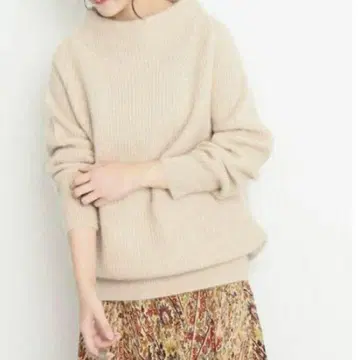 슬로브 이에나 하이, 보틀넥 라쿤, 울, 캐시미어 혼방 니트 베이지