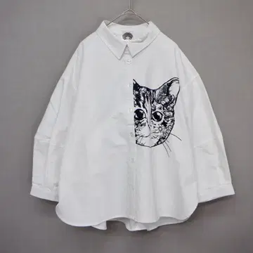 스칼라 151669: 고양이 무늬 코튼 셔츠