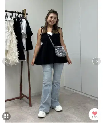 어깨 리본 V넥 페플럼 뷔스티에 L 사이즈
