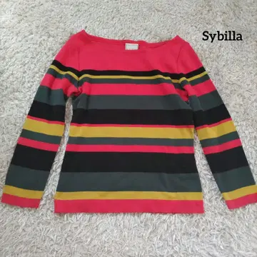Sybilla 시빌라 멀티 보더 니트 풀오버 레드 M 사이즈