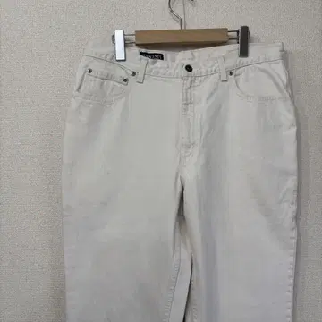 랜즈 엔드 데님 팬츠 화이트 테이퍼드 미국 빈티지 의류 W35 2533