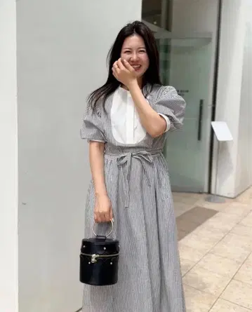 rosymonster 스트라이프 벌룬 슬리브 맥시 드레스