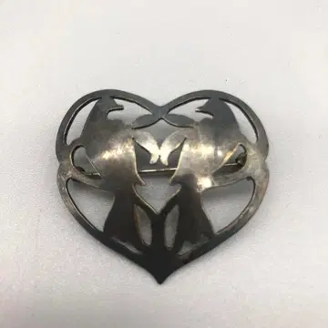 하트형 행복의 새 버드컷 디자인 메탈 금속 핑 브로치 빈티지