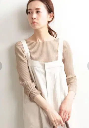 [ 새상품 ] 이에나 R/N 리브 보트넥 풀오버