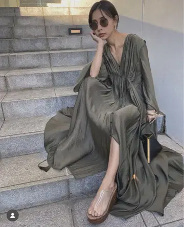 아메리빈티지 MEDI GATHER NEGLIGEE DRESS M