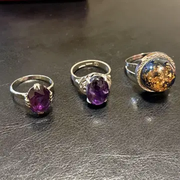 silver 반지 3점 세트 자수정 외
