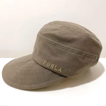 훌라 FURLA 여성용 모자 로고 자수 빅 바이저 캡 카키색