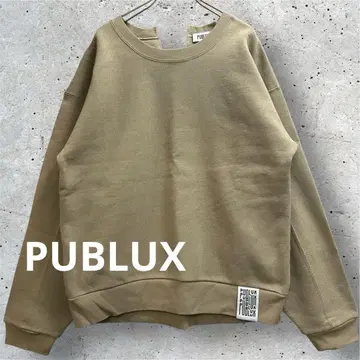 PUBLUX 베이지 심플 맨투맨 트레이닝복 오버 사이즈 겸용
