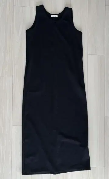 DoUDoU 파일 원단 롱 원피스 네이비