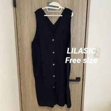 LILASIC 릴라시크 린넨 롱 베스트 프리 사이즈 네이비