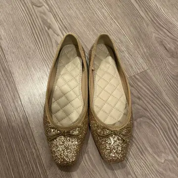 골드 글리터 플랫슈즈