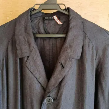 COMME CA DU MODE 네이비 린넨 100% 롱 코트
