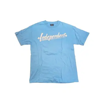 90s INDEPENDENT 로고 프린트 T셔츠 스카이블루 NHS택