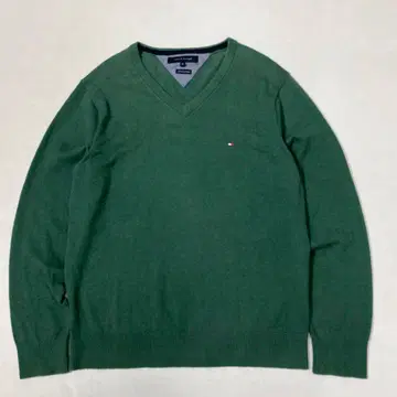 TOMMY HILFIGER 캐시미어 블렌드 V넥 니트 원포인트 로고