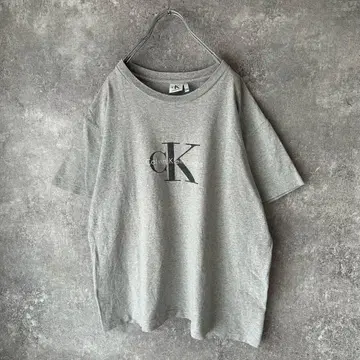 90's Calvin Klain 티셔츠 빅 로고 그레이